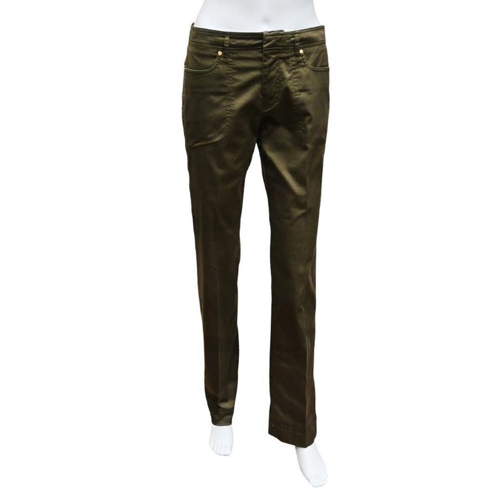 Gucci Straight Leg Pants Olive Green Size 4 Womens Cotton